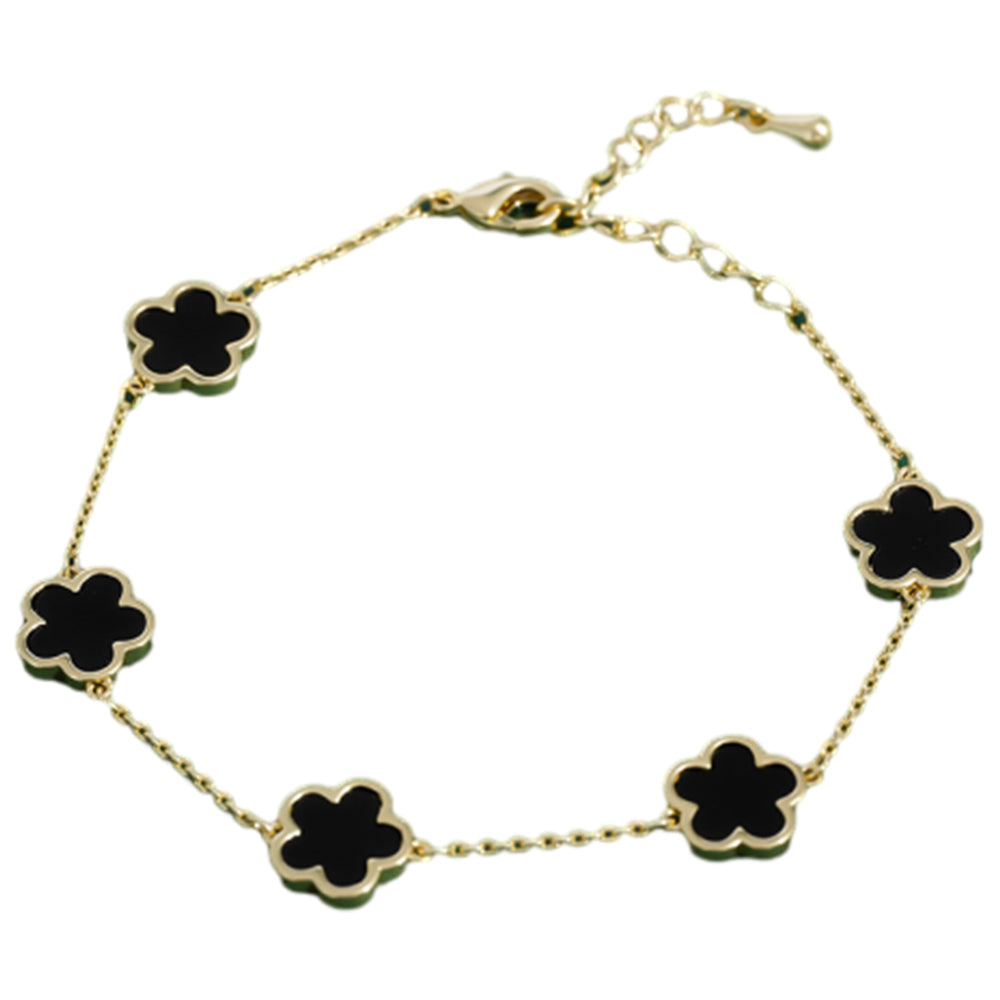 Elegant Clover Charm Bracelet Double Side Stainless Steel Tarnish-Free Bracelet