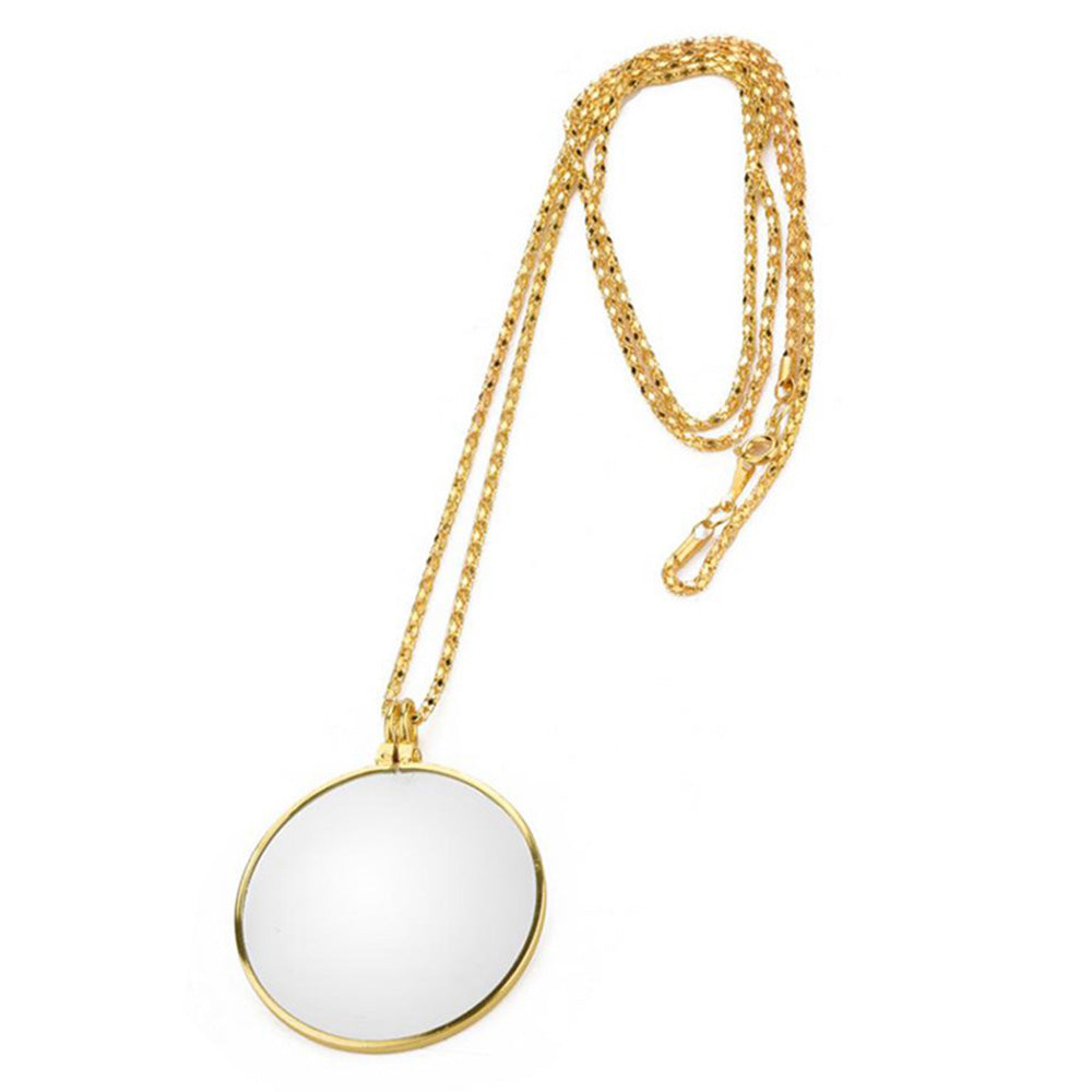 5X Magnifying Glass Pendant Necklace Elegant Round Monocle Lens for Ladies Mom