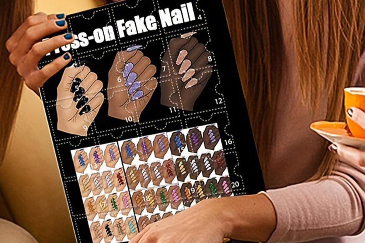 12 Days Christmas Countdown Calendar Nail Set 2025 Advent Holiday Fake Press On Nails