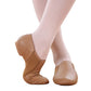 Leather Dance Shoes with Stretch Fabric Slip Resistant Sole Low Heel Women-Brown