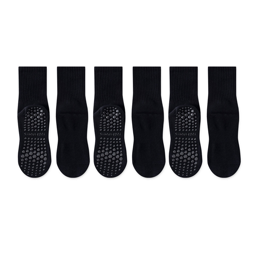 3 Pairs Yoga Socks Non Slip Grips Cushioned Anti Slip Pilates Barre Dance Socks