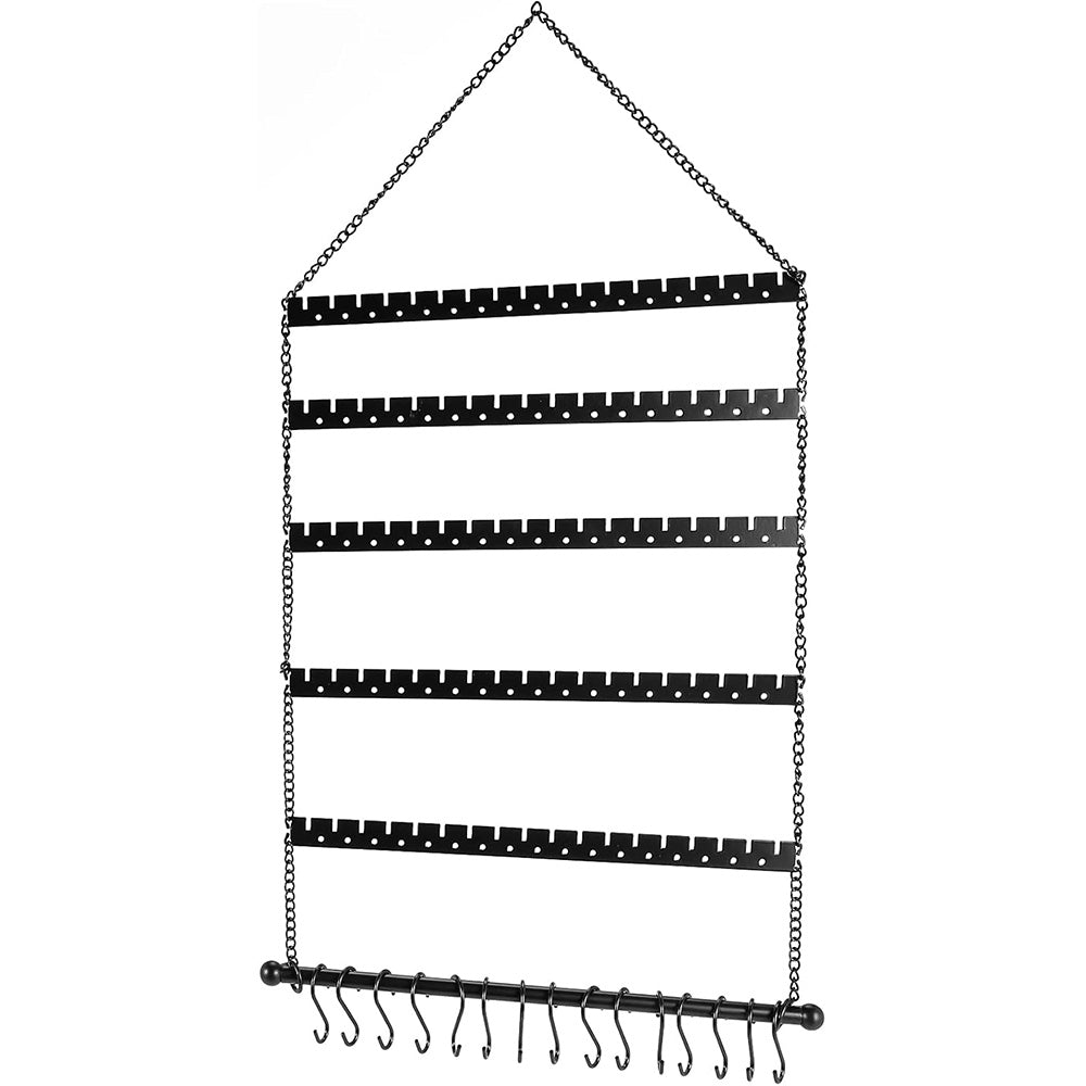 6 Layer Wall Mounted Earring Organizer for Studs Hoops Dangle Earrings and Necklaces
