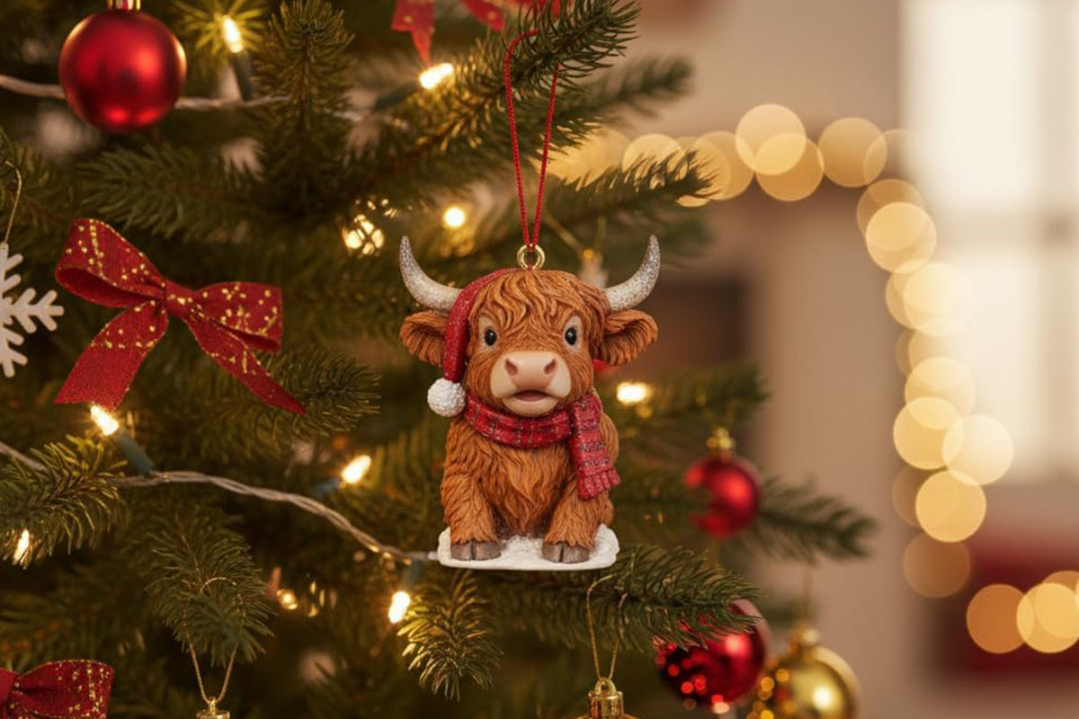 2D Highland Cow Advent Calendar 24 Days Christmas Countdown Calendar for Xmas Tree