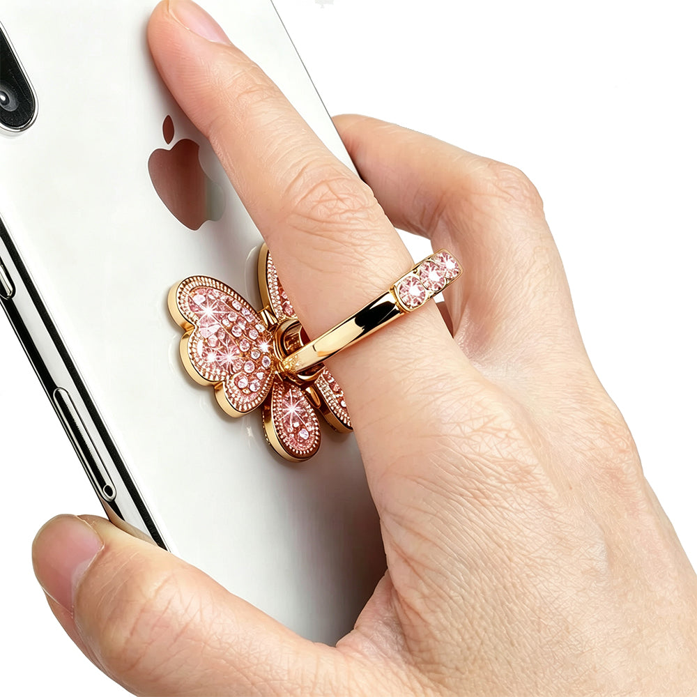 2 Rotating Butterfly Phone Ring Holder Stands for iPhone and Galaxy