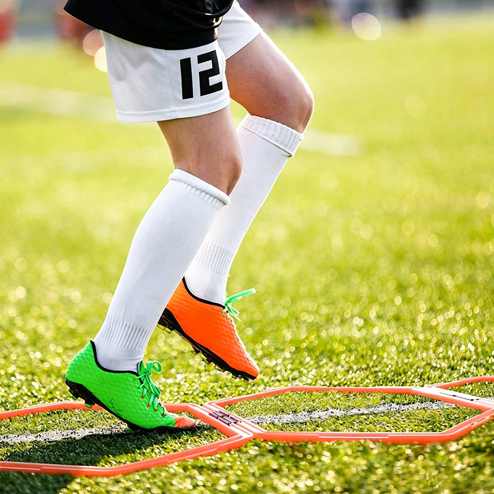 6Pcs Hexagonal Soccer Agility Ring Set with Clips and Carry Bag