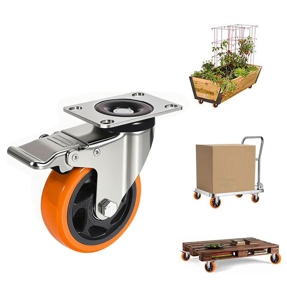 4 PCS Swivel Caster Wheels with Brake Castor Wheels for Cart Furniture