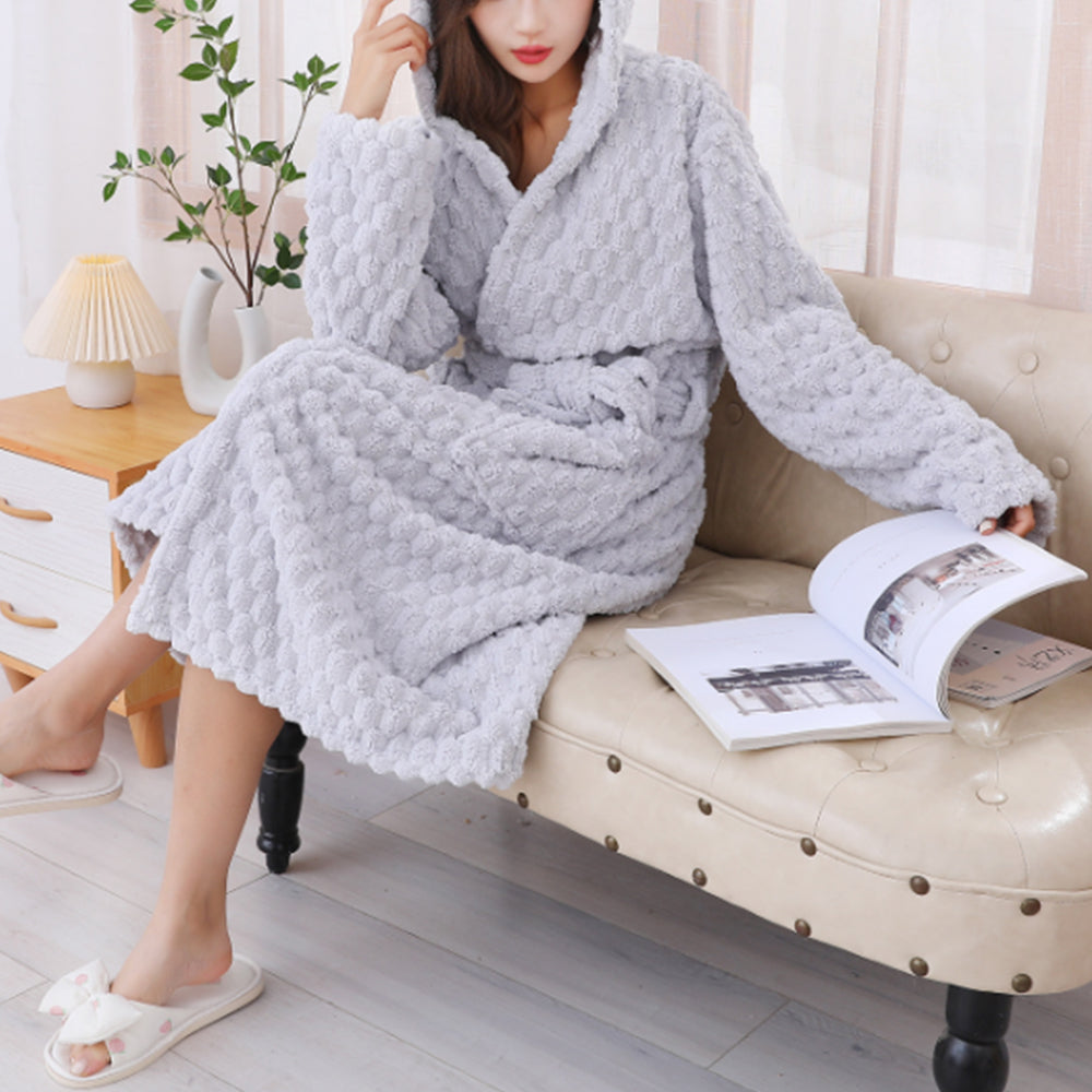 Towelling Wrap Hooded Bathrobe