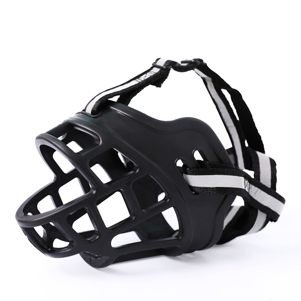 Breathable Rubber Dog Muzzle with Reflective Strap for Walking