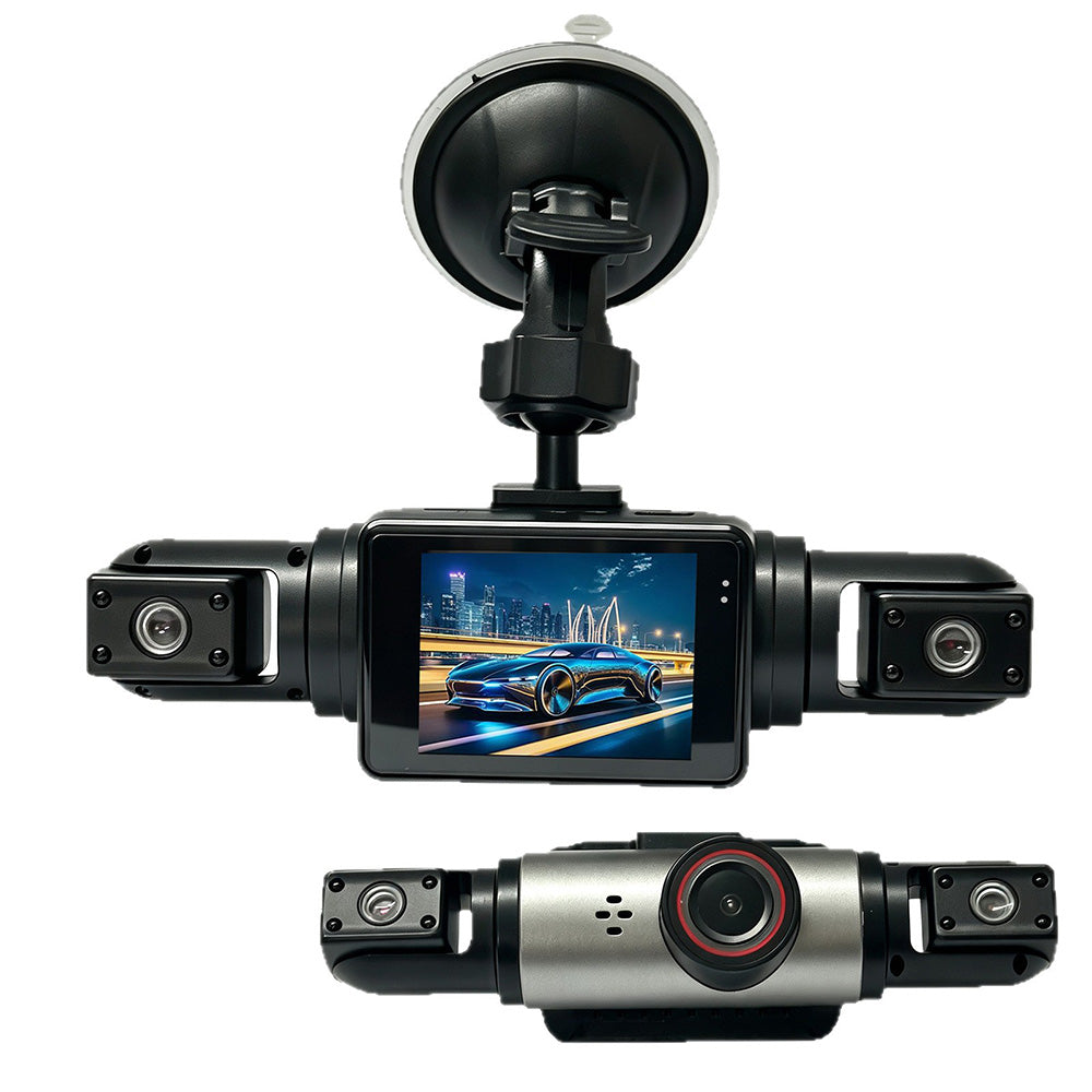 360 View 4 Channel Dash Cam Front and Rear Left Right Inside Camera for Cars with 32GB Memory Card