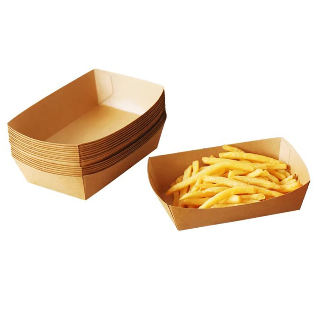 100 Pack Kraft Paper BBQ Boat Food Serving Trays for Picnics and Parties