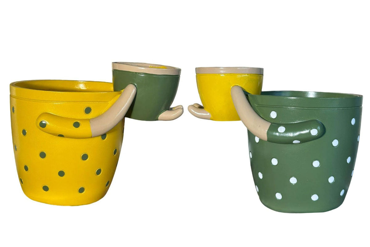 2-In-1 Resin Flower Pot with Drainage Hole