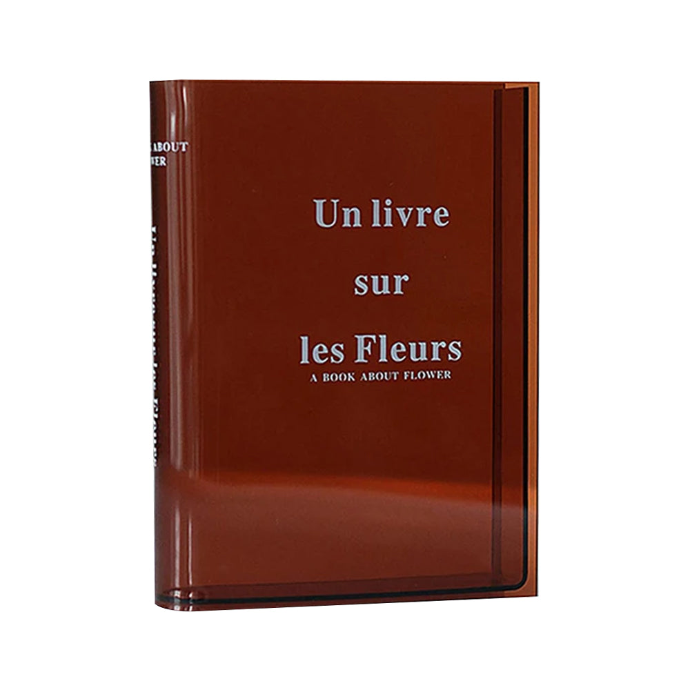 Plastic Clear Book Vase for Flowers Bookshelf Vase Decoration-Brown