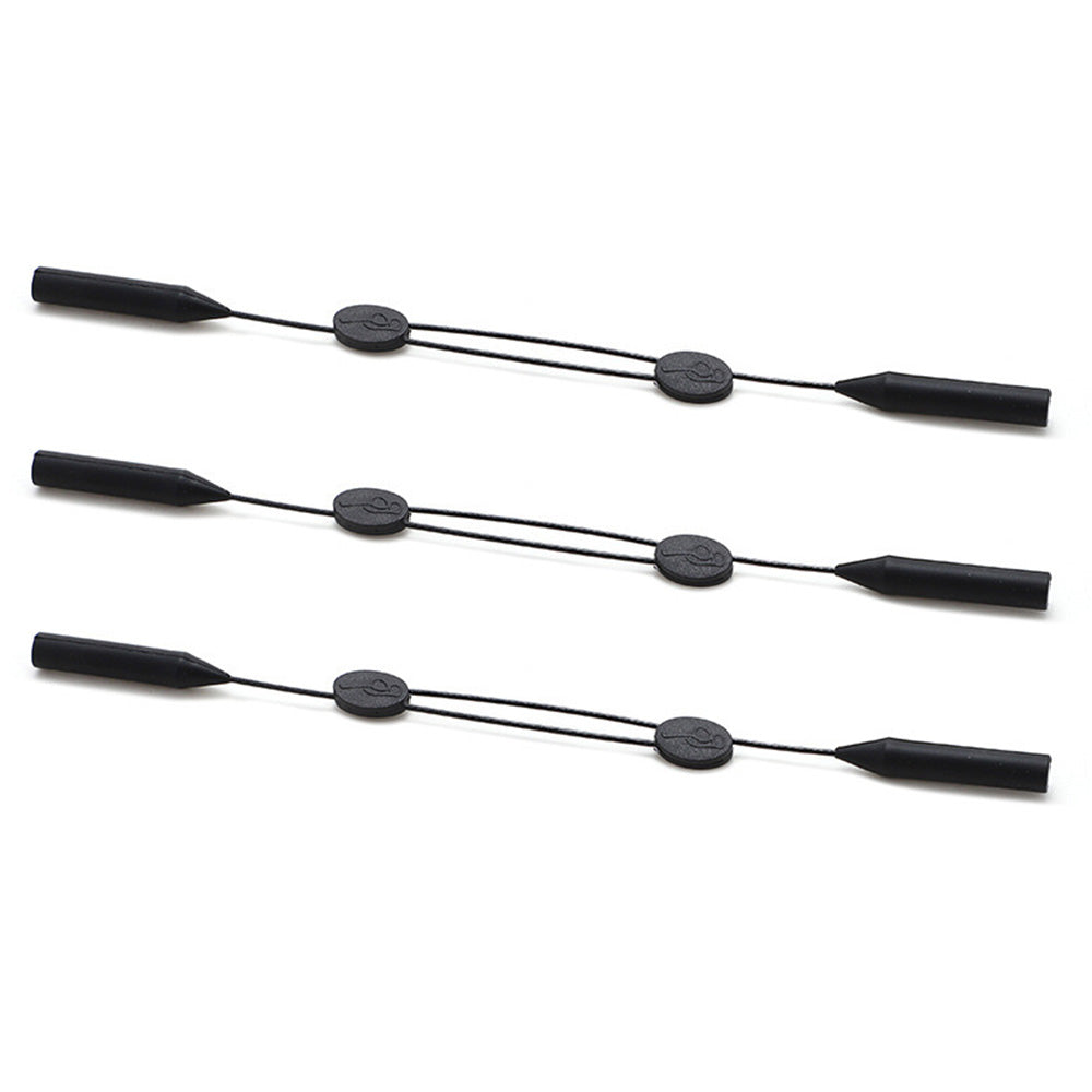 3 Pack Adjustable Black Sports Eyeglass Straps for Men and Women
