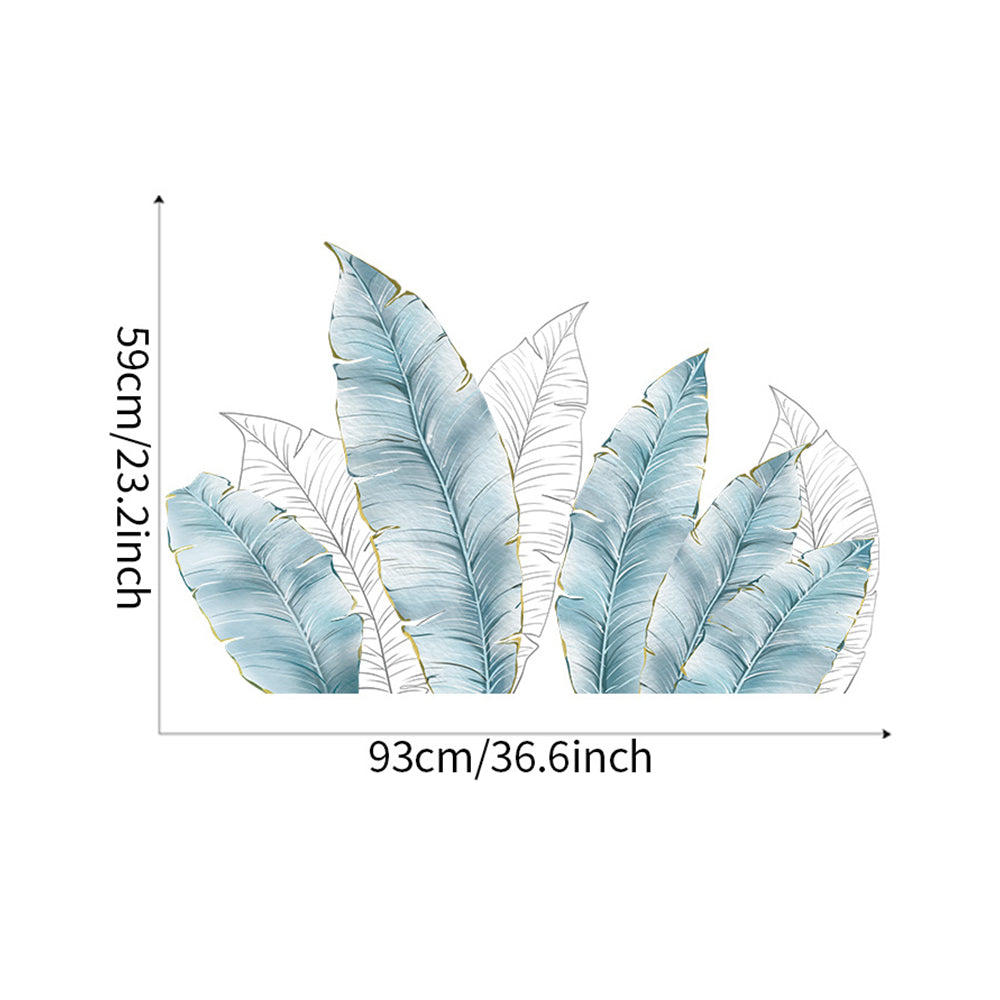 Blue Tropical Jungle Leaves Wall Decals Palm Tree Leaf Plants Wall Stickers