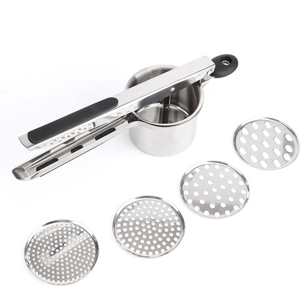 3-in-1 Stainless Steel Potato Ricer & Masher with 3 Interchangeable Discs