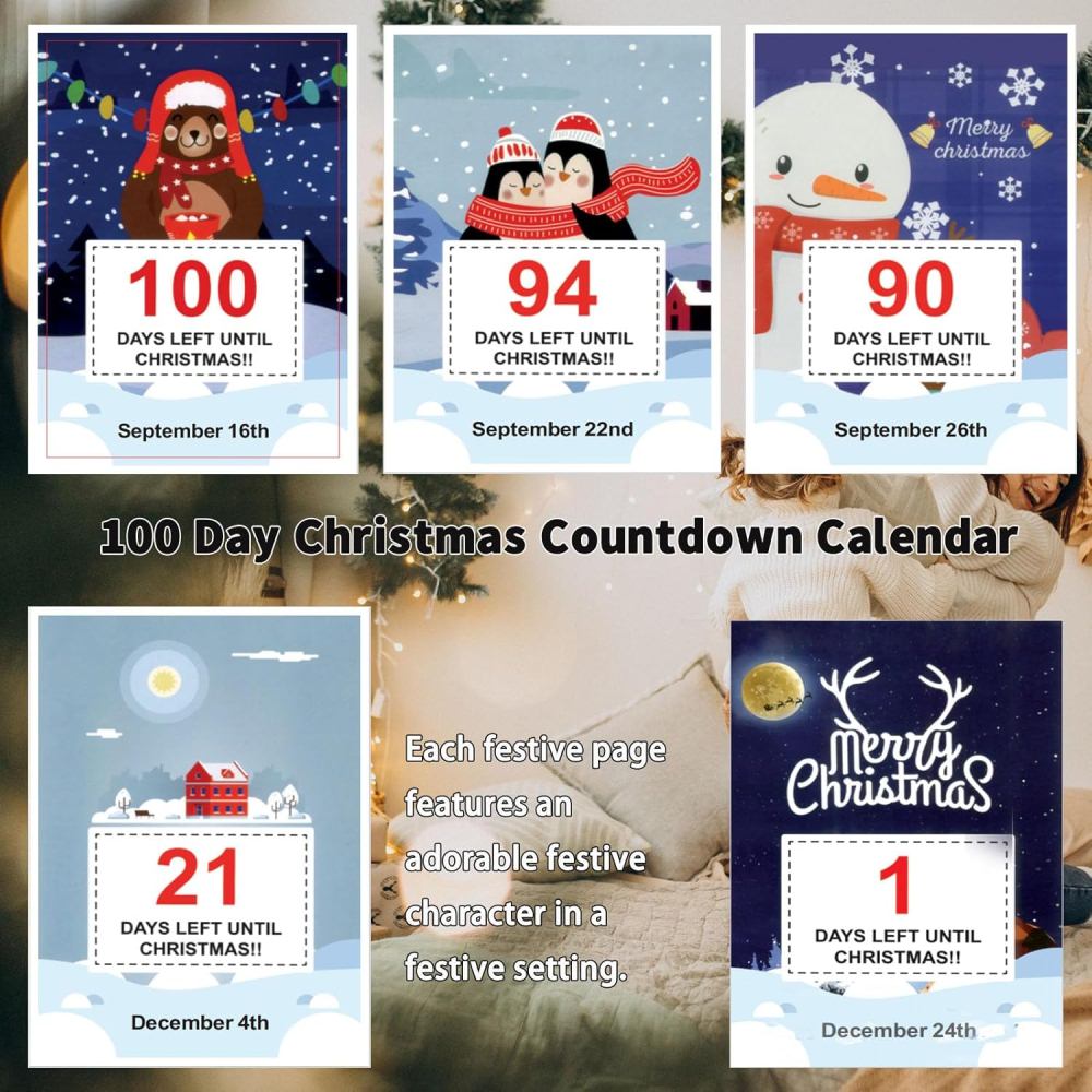 100 Day Christmas Countdown Calendar 2025 No Week Dates