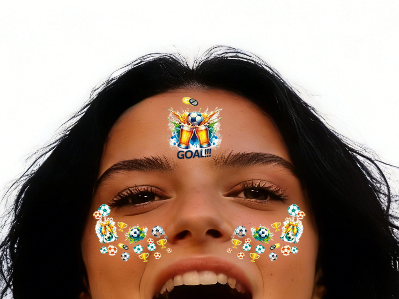 12 Sheets Colorful Football Themed Stickers Soccer Themed Tattoos for World Cup