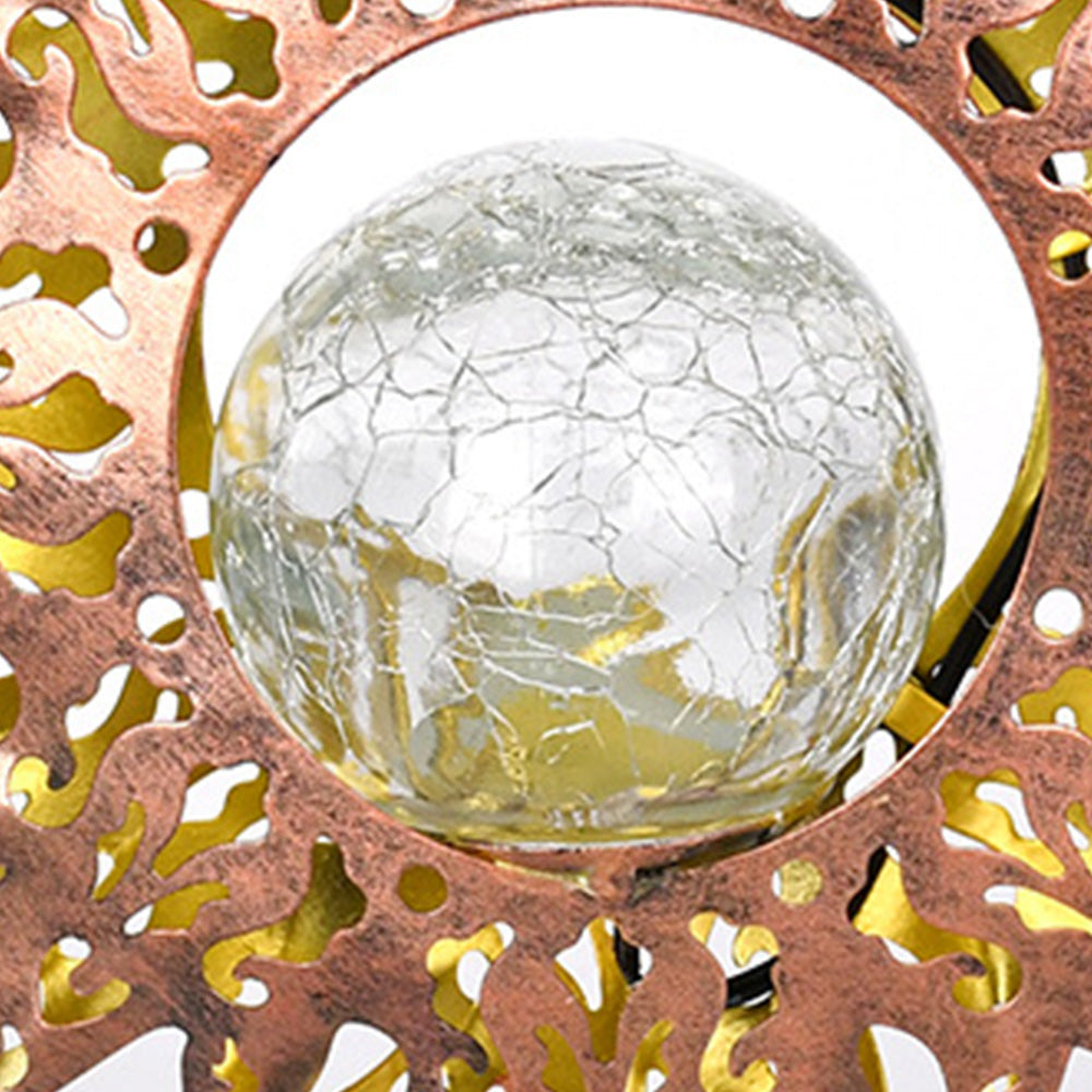 Hanging Solar Lights Outdoor Sun Moon Cracked Glass Lantern for Garden Patio Decor