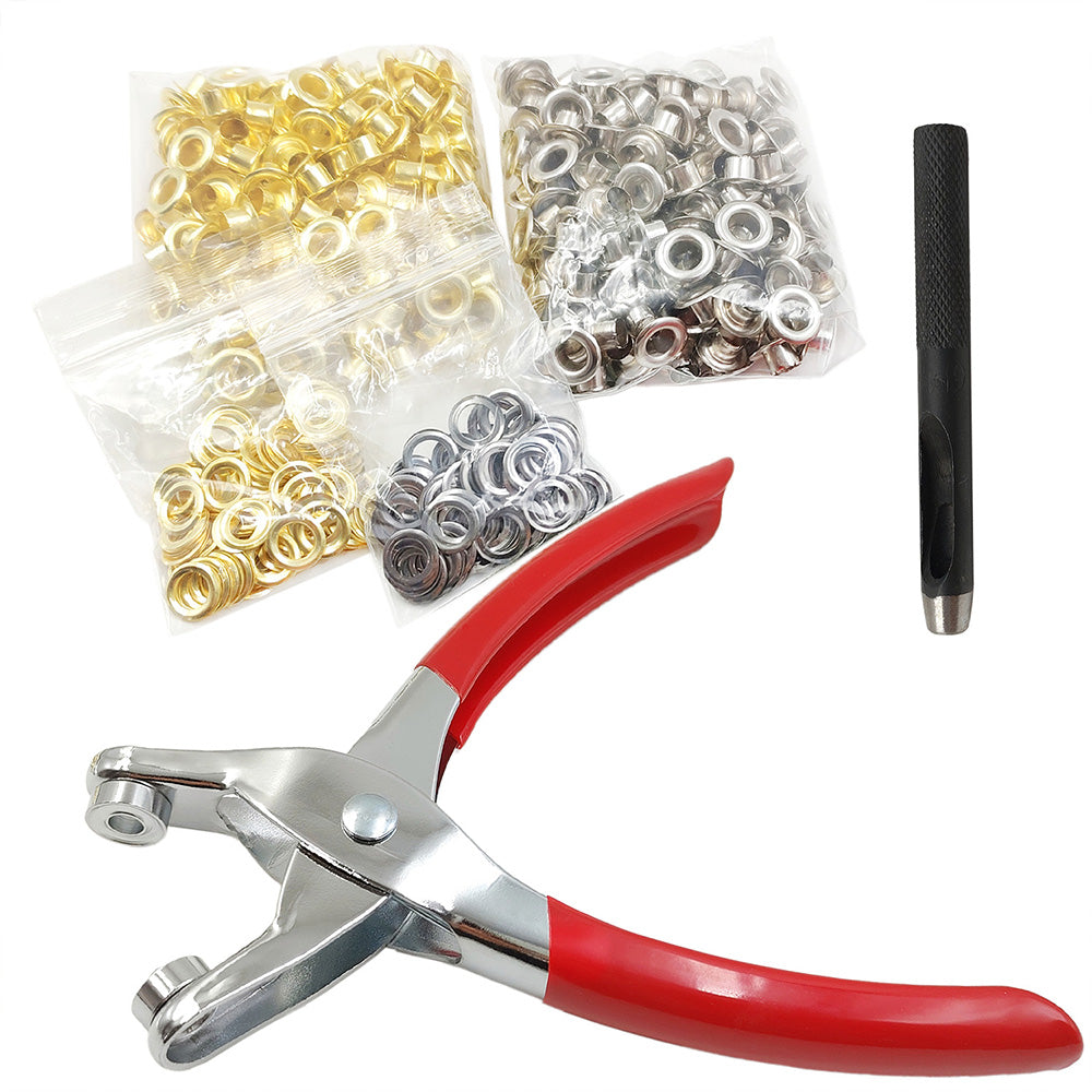 402 Pcs Eyelet Pliers Set Hand Press Punch Tool with 400 Metal Eyelets 6mm for Leather Craft