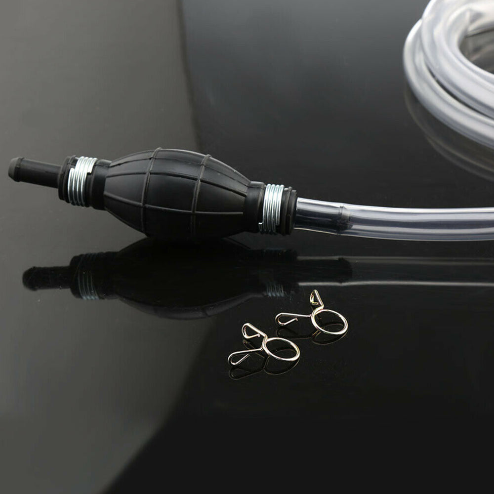 2Pcs Manual Water Oil Liquid Syphon Petrol Fuel Transfer Pump with Hand Siphon Pipe Hose