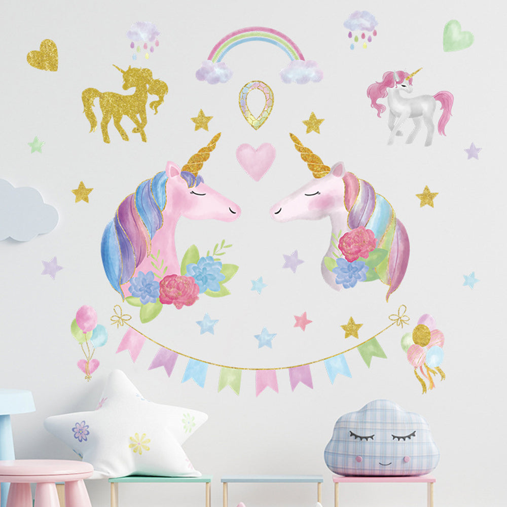 Rainbow Unicorn Wall Stickers Decors for Girls Room