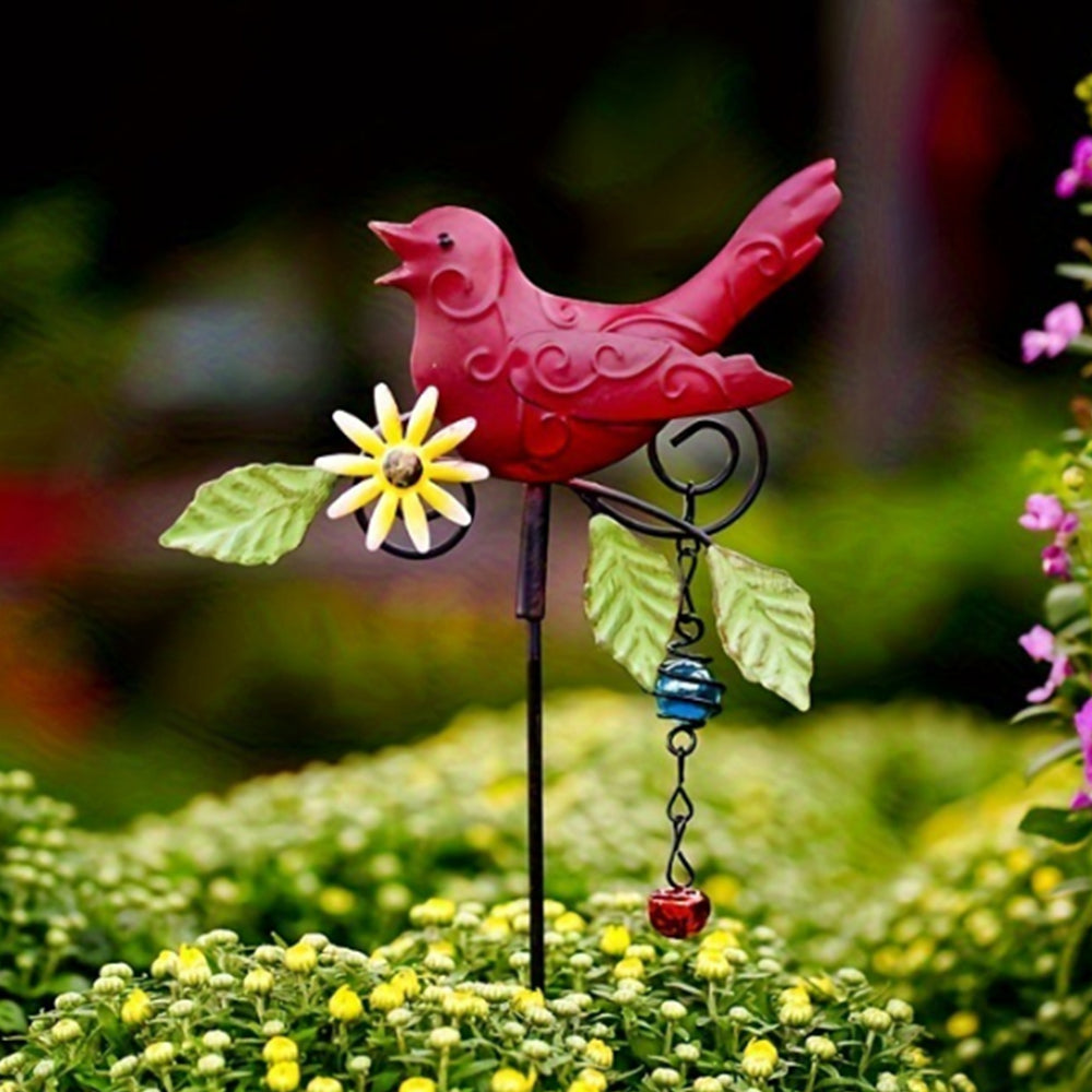 2Pcs Metal Bird Garden Art Stake