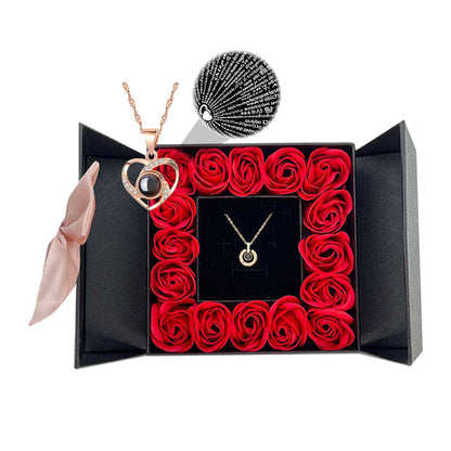 I Love You Necklace with Rose Gift Box