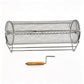 Rotating Stainless Steel BBQ Grill Basket with Stand and Handle for Camping Garden