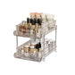 2 Tier Bathroom Storage Organizer with Dividers Makeup Desktop Storage Rack