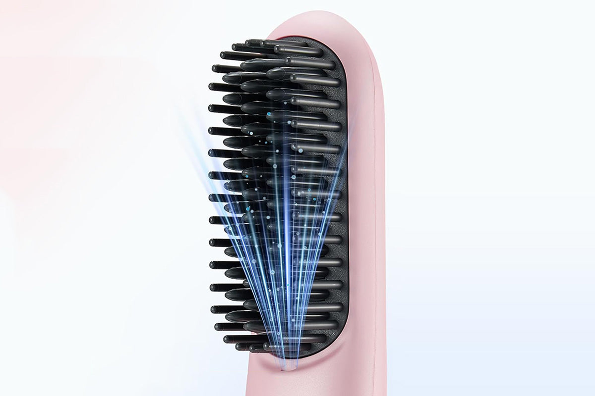 Cordless LCD Hair Straightening Brush 2-in-1 Portable Styling Tool for Travel