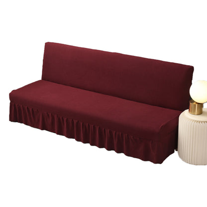 Armless Couch Cover with Skirt Ruffled Stretch Sofa Cover