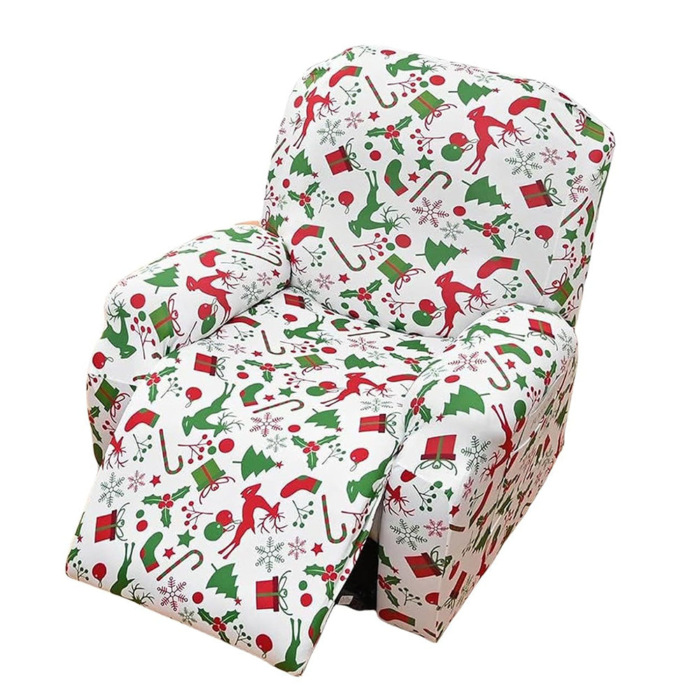Christmas Recliner Chair Cover Sofa Slipcover with Side Pocket