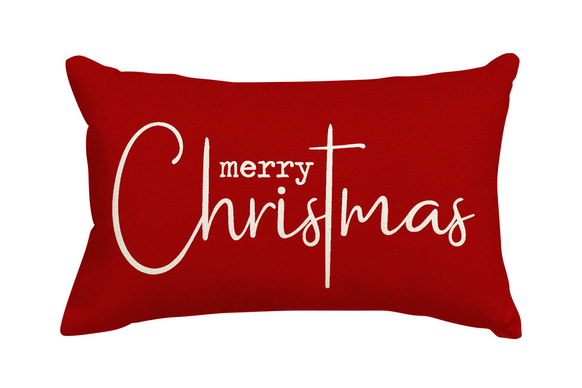 Merry Christmas Throw Pillowcase Rectangle Lumbar Winter Holiday Cushion Cover