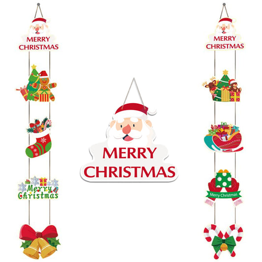 Christmas Porch Sign with Couplets Xmas Door Banner Wall Hanging Party Decoration