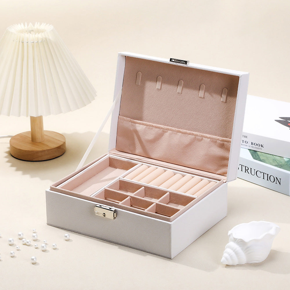 Jewellery Organiser Case Box Holder Storage Earring Ring Display with Lock and Key