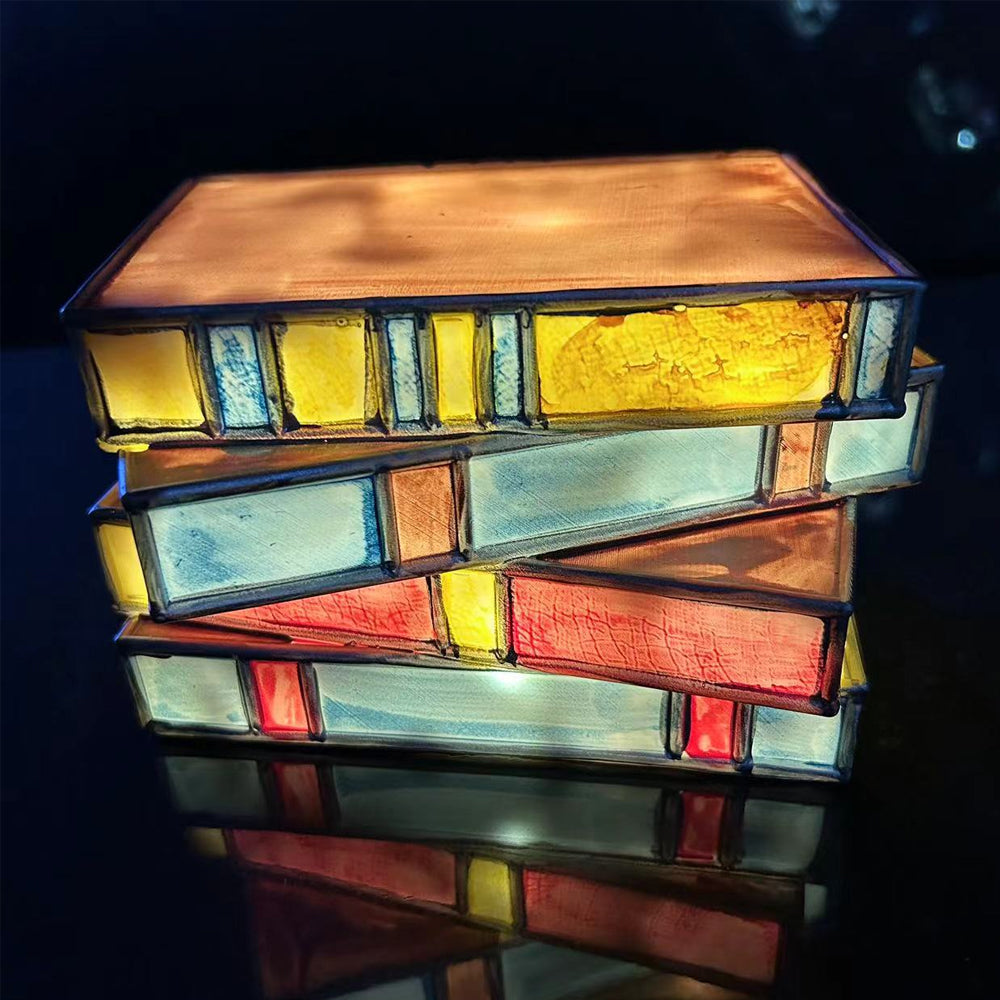 Resin Stained Stacked Books Lamp