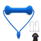Durable Rubber Bone Dog Chew Toy with 2 Toothbrushes for Training & Solo Play