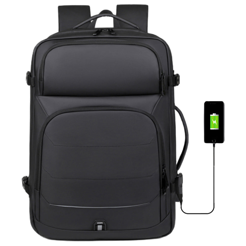35L Large Water-Resistant Expandable Laptop Travel Backpack with USB Charging Hole