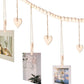 Wall Hanging Photo Display Wooden Beads Garland Photo Holders with 9 Wood Clips
