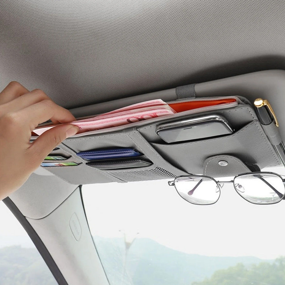 Car Sun Visor Organizer Driver License Sunglasses Holder Pocket