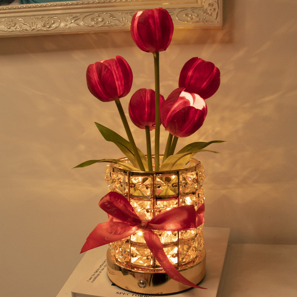 Tulip Flower Lamp Valentine Day Gifts 3 Color Dimming Night Light