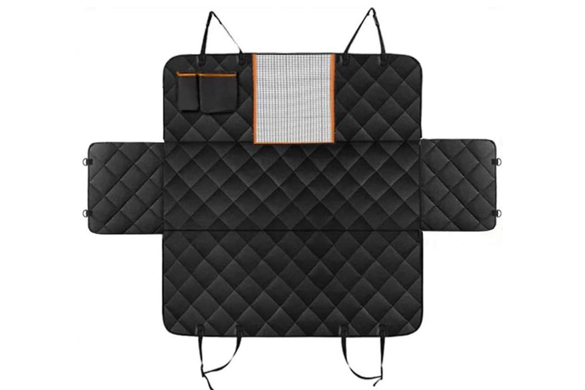 Water Resistant Dog Car Seat Cover Hammock Back Seat Protector with Mesh Window 2 Storage Pockets
