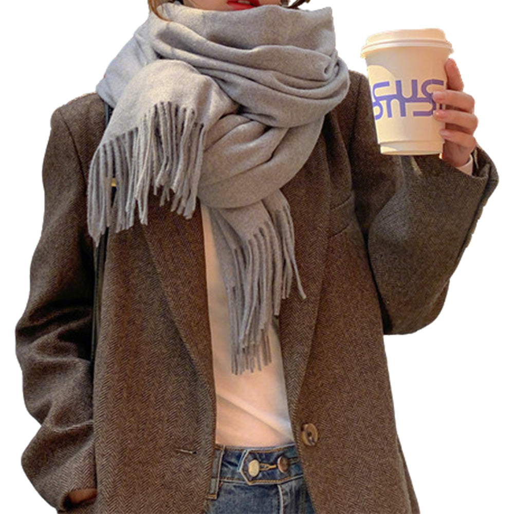 Oversized Unisex Polyester Shawl Wrap Scarf in Solid Colors