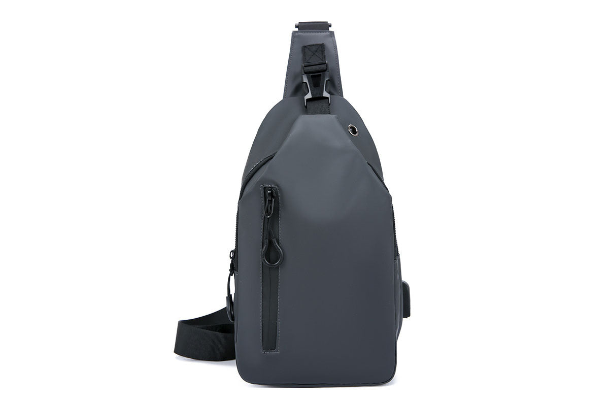 Water-Resistant Sling Bag Anti-Theft Chest Pack Crossbody Backpack with USB Charging Port and Headphone Hole