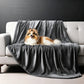 Water-Resistant Reversible Flannel Blanket Machine-Washable for Bed Sofa Camping-Grey