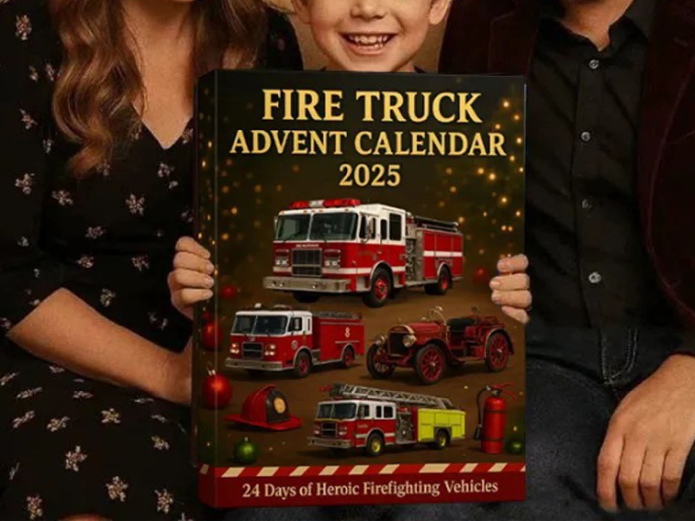 24-Days of 2D Flat Acrylic Fire Truck Christmas Advent Calendar