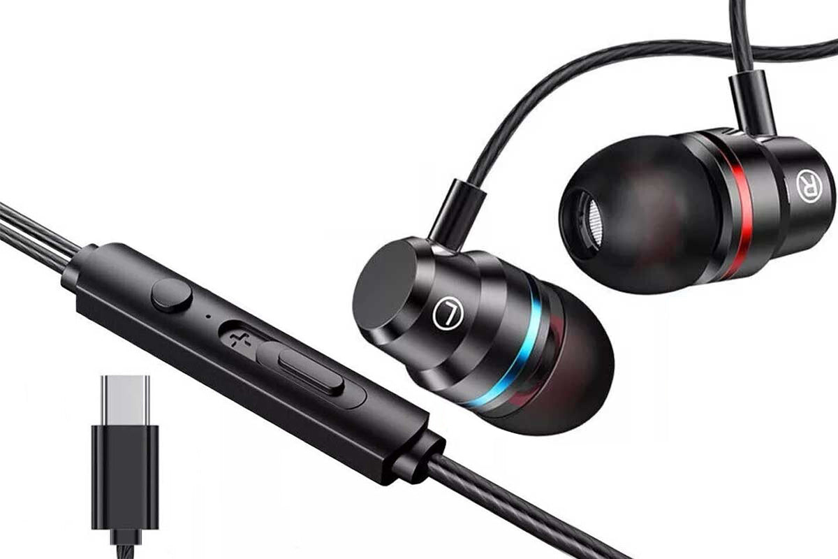 USB C Headphones Over Ear Hooks for iPhone 16 15 Pro Max Plus Samsung Galaxy S25