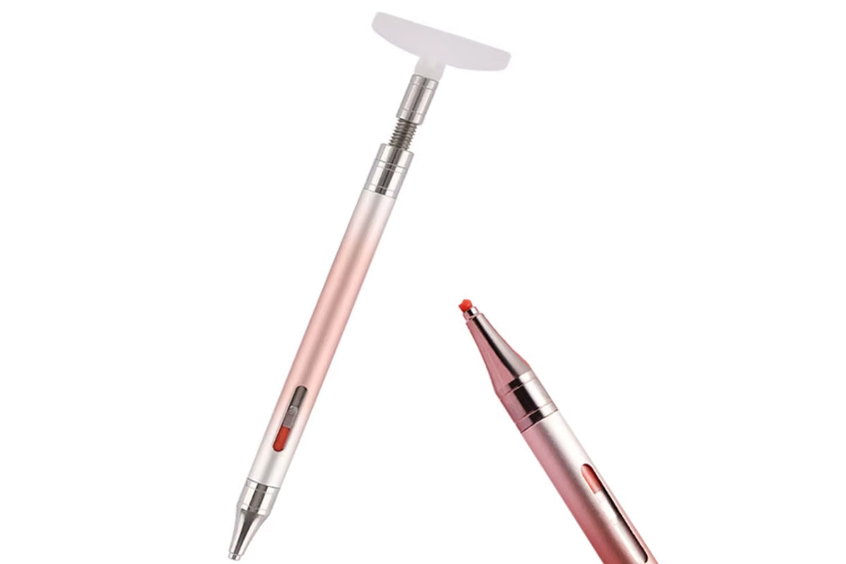 2pcs Glue-out Rhinestone Painting Pen Rhinestone Drill Pen with Visual Window and 6pcs Glue Sticks