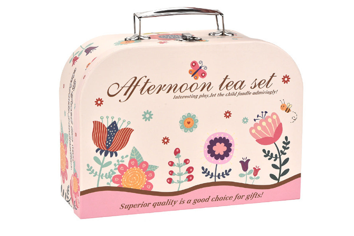 Pretend Play Tea Party Set with Dessert and Carrying Case for Role Play