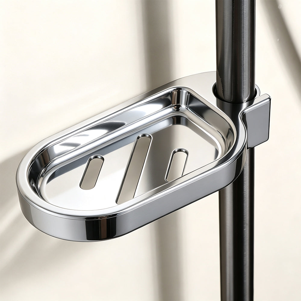 Adjustable Sliding Shower Rail Soap Dish Holder for 25cm Tubes
